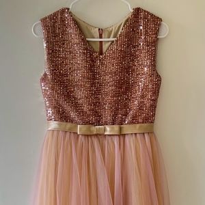 Long Sequin Ball Gown Light Pink